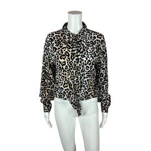Style Envy Leopard Shirt Women's Medium Tie Hem Button Down Blouse Top